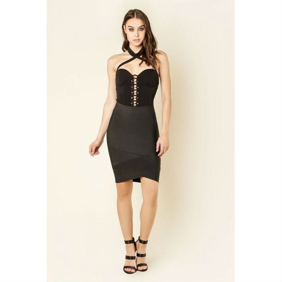 Palm Beach Boutique Tops - Metal Trim Sweetheart Choker Bodysuit